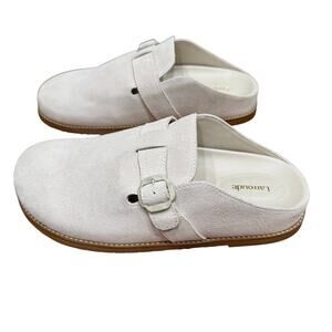 Luxury Larroudé Milan Clogs Sz 11, white/cream suede.Kate, Slip-On Round toe